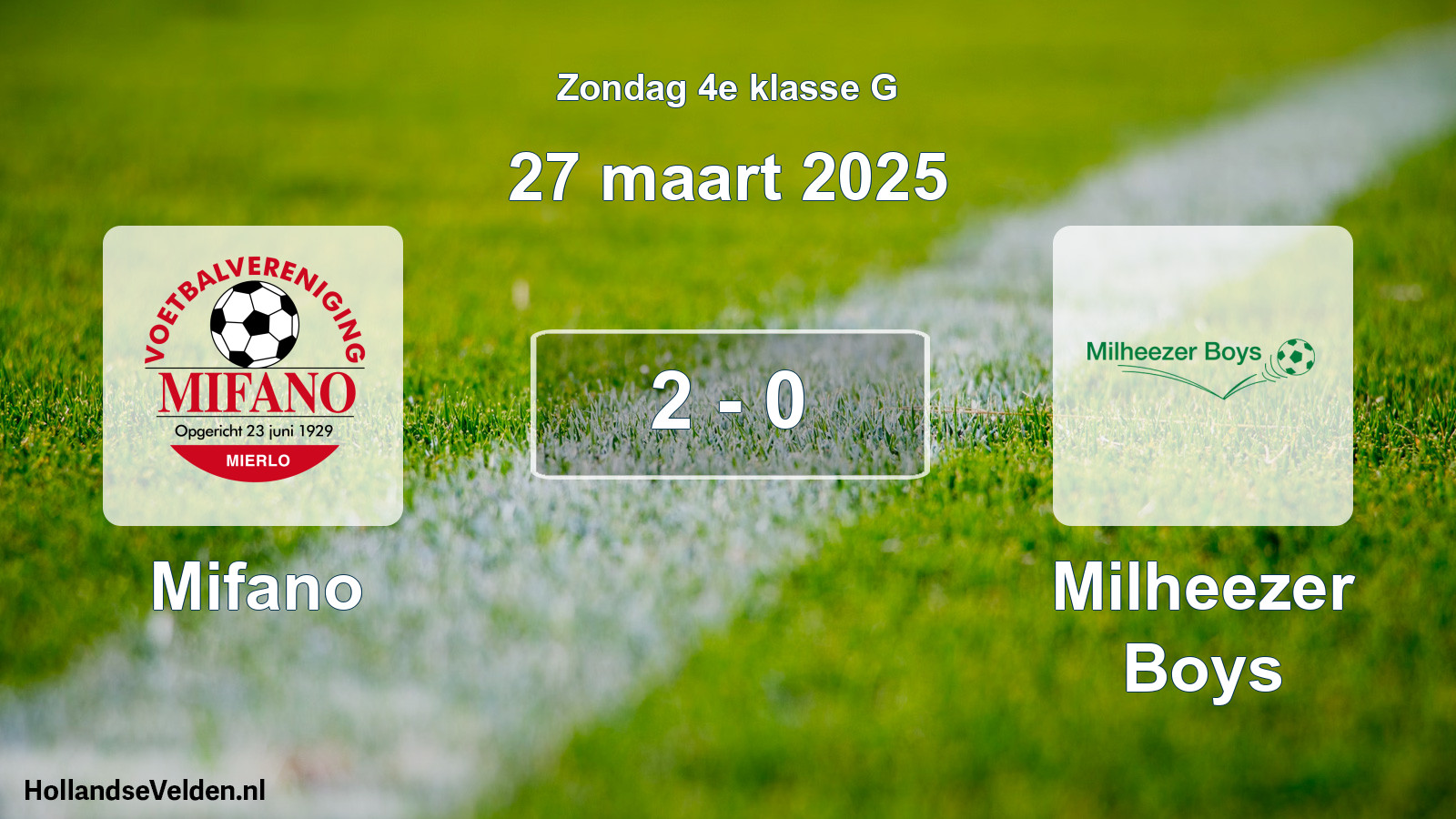 Total number of matches played: Mifano - Milheezer Boys 2 - 0 (27 March 2025)
