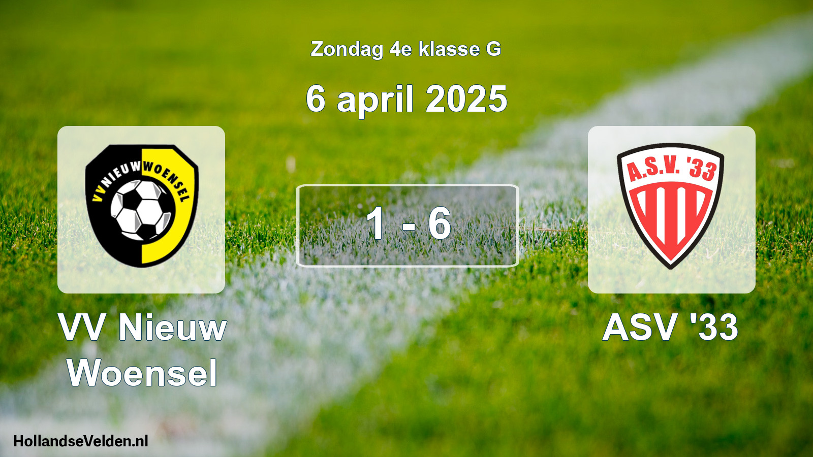 Total number of matches played: VV Nieuw Woensel - ASV '33 1 - 6 (6 April 2025)