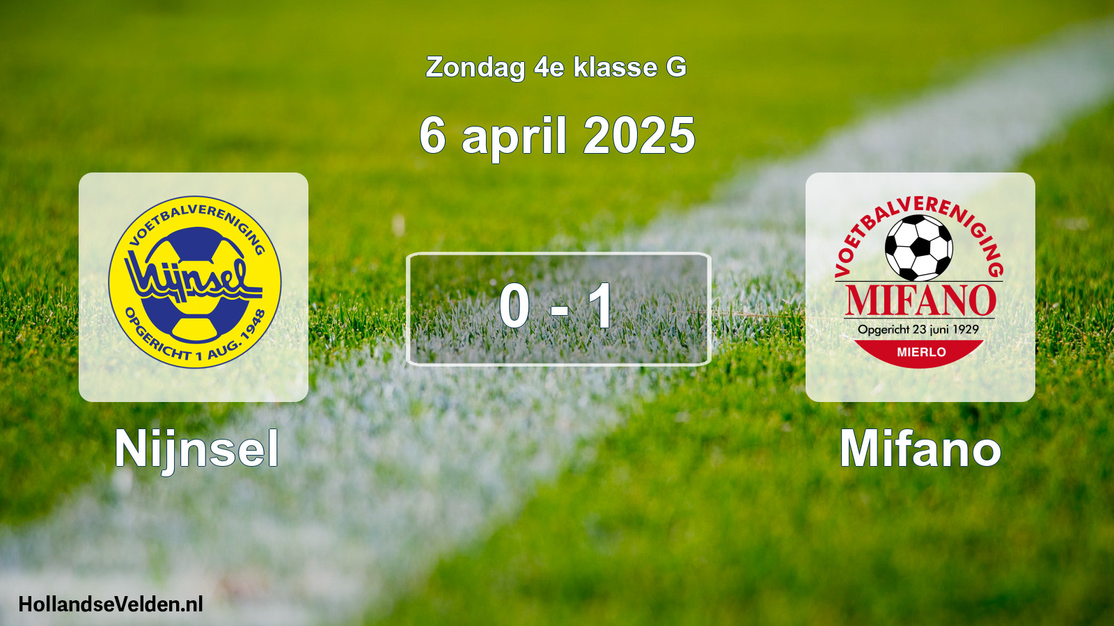 Total number of matches played: Nijnsel - Mifano 0 - 1 (6 April 2025)