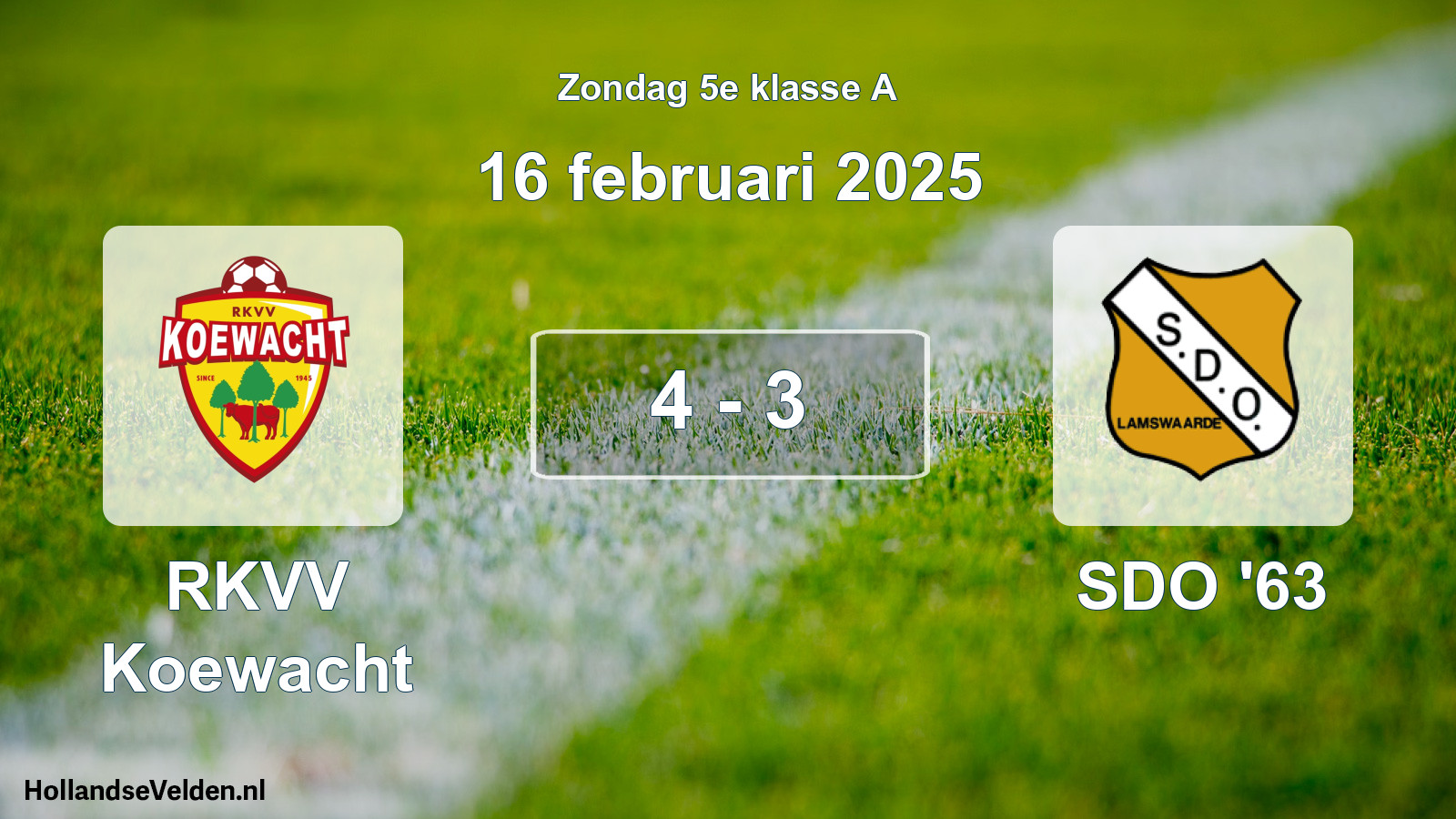 Total number of matches played: RKVV Koewacht - SDO '63 4 - 3 (16 February 2025)