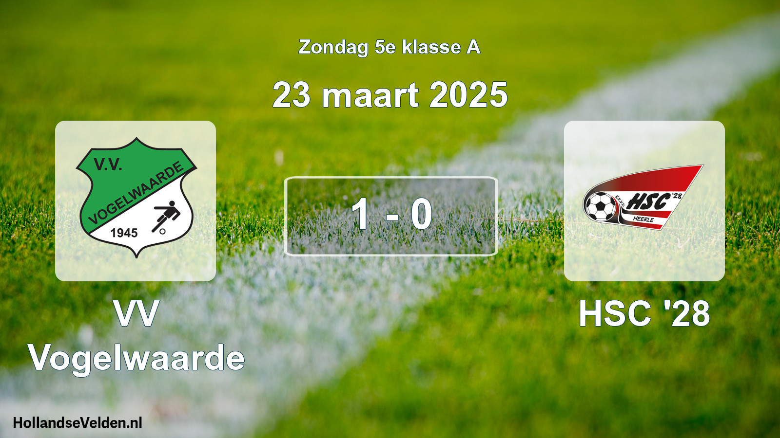 Total number of matches played: VV Vogelwaarde - HSC '28 1 - 0 (23 March 2025)