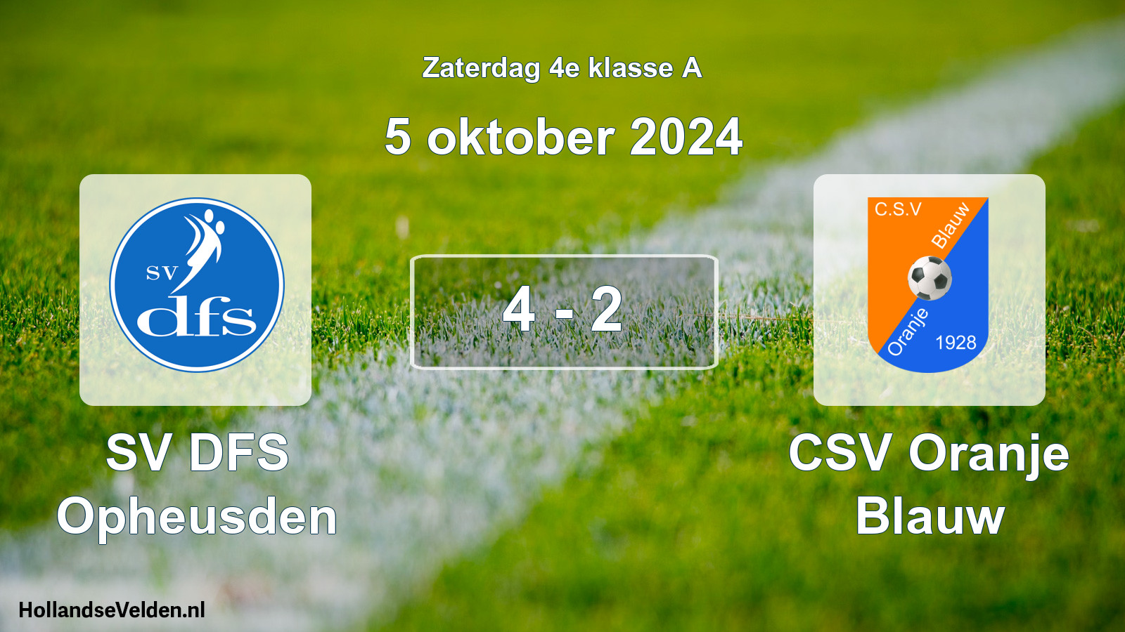 Total number of matches played: SV DFS Opheusden - CSV Oranje Blauw 4 - 2 (5 October 2024)