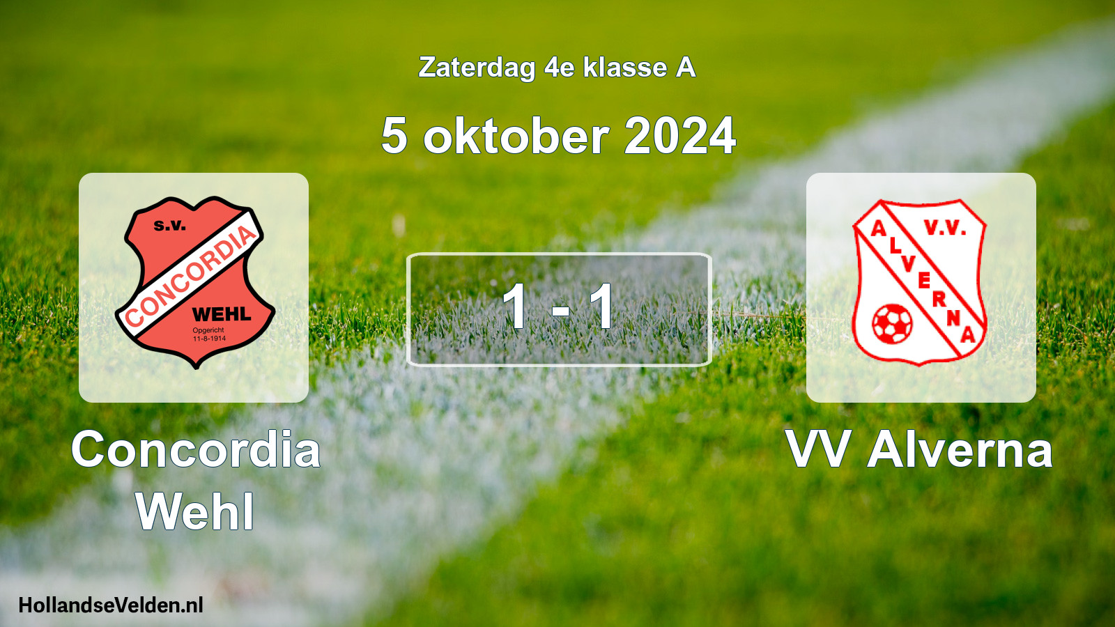 Total number of matches played: Concordia Wehl - VV Alverna 1 - 1 (5 October 2024)