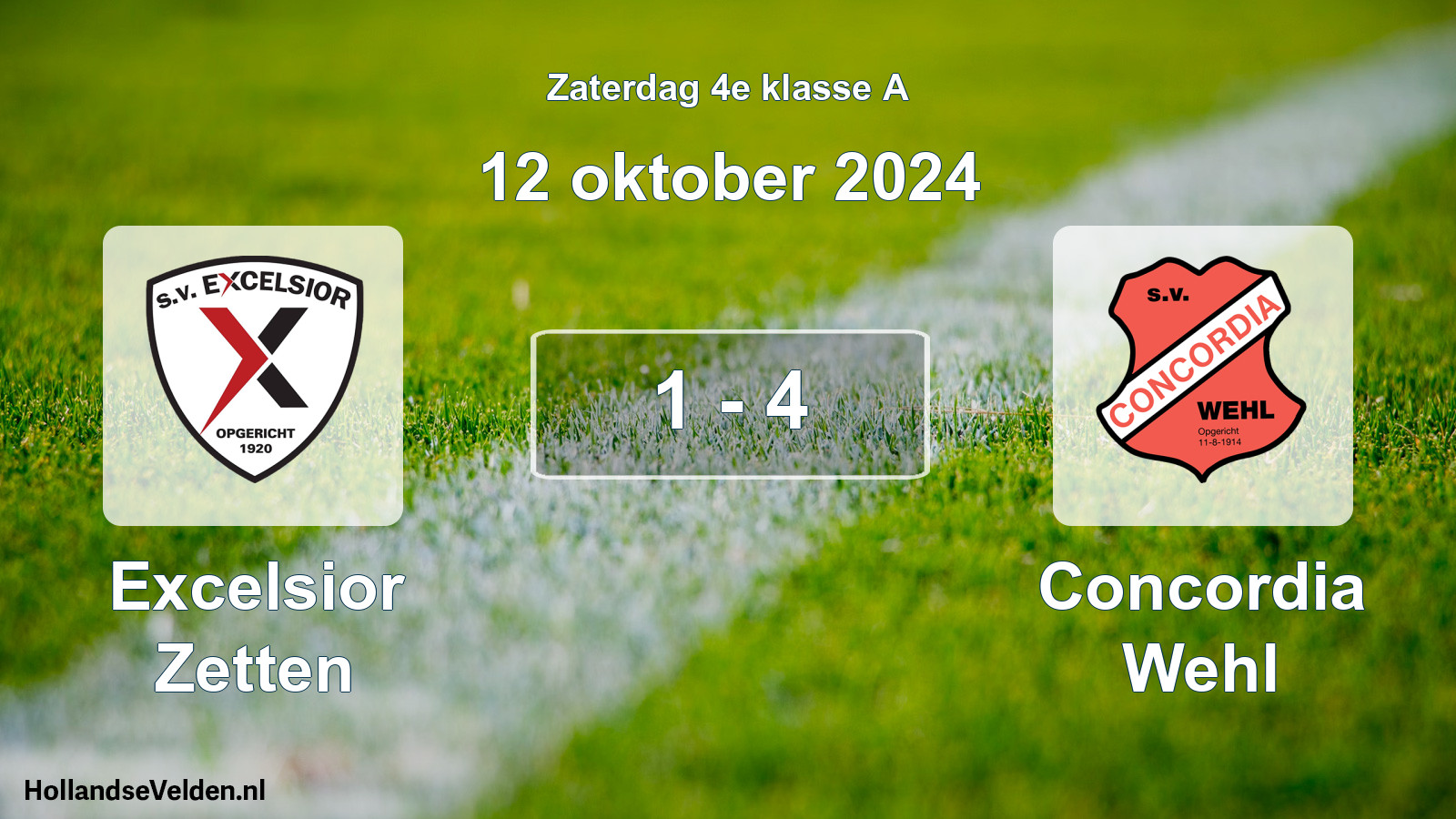 Total number of matches played: Excelsior Zetten - Concordia Wehl 1 - 4 (12 October 2024)