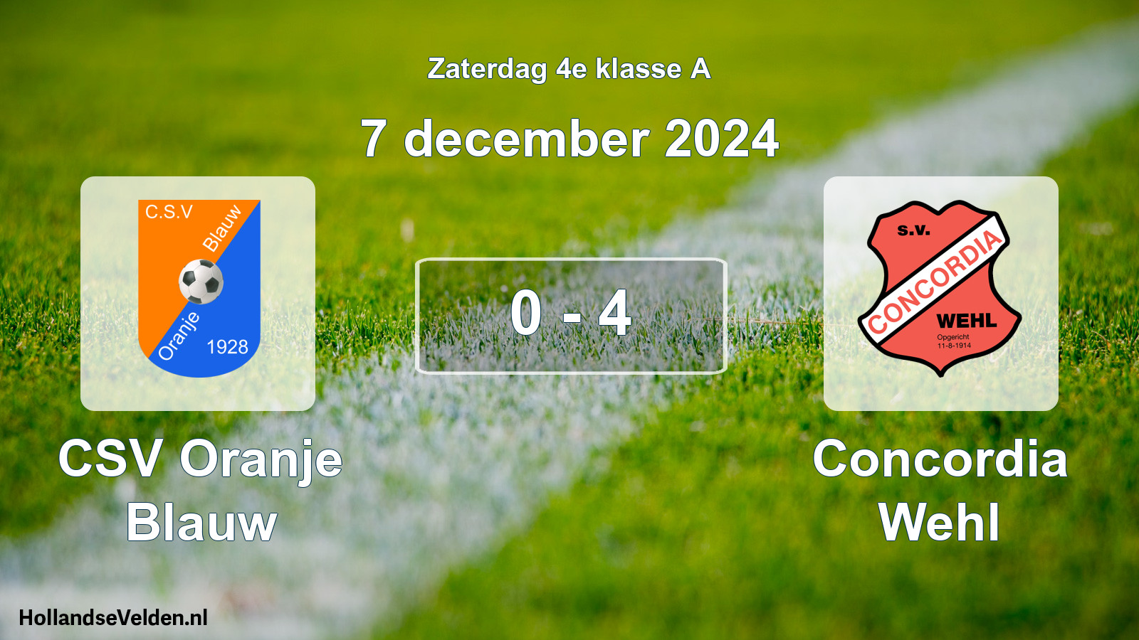 Total number of matches played: CSV Oranje Blauw - Concordia Wehl 0 - 4 (7 December 2024)