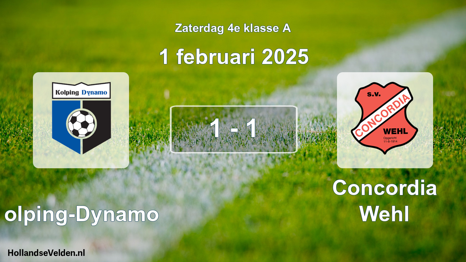 Total number of matches played: Kolping-Dynamo - Concordia Wehl 1 - 1 (1 February 2025)
