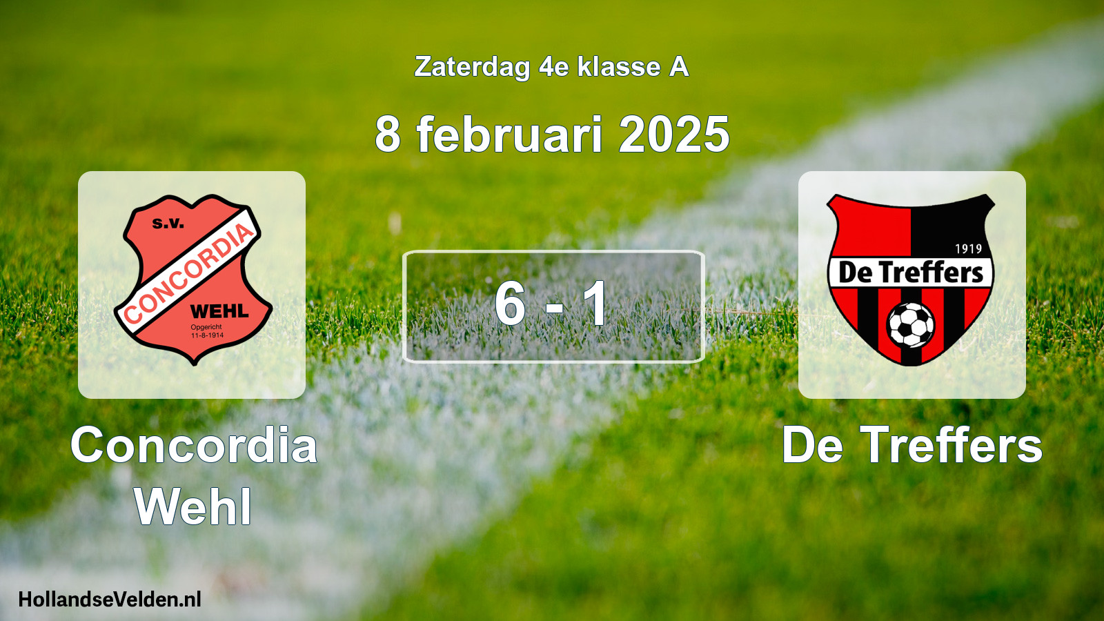 Total number of matches played: Concordia Wehl - De Treffers 6 - 1 (8 February 2025)