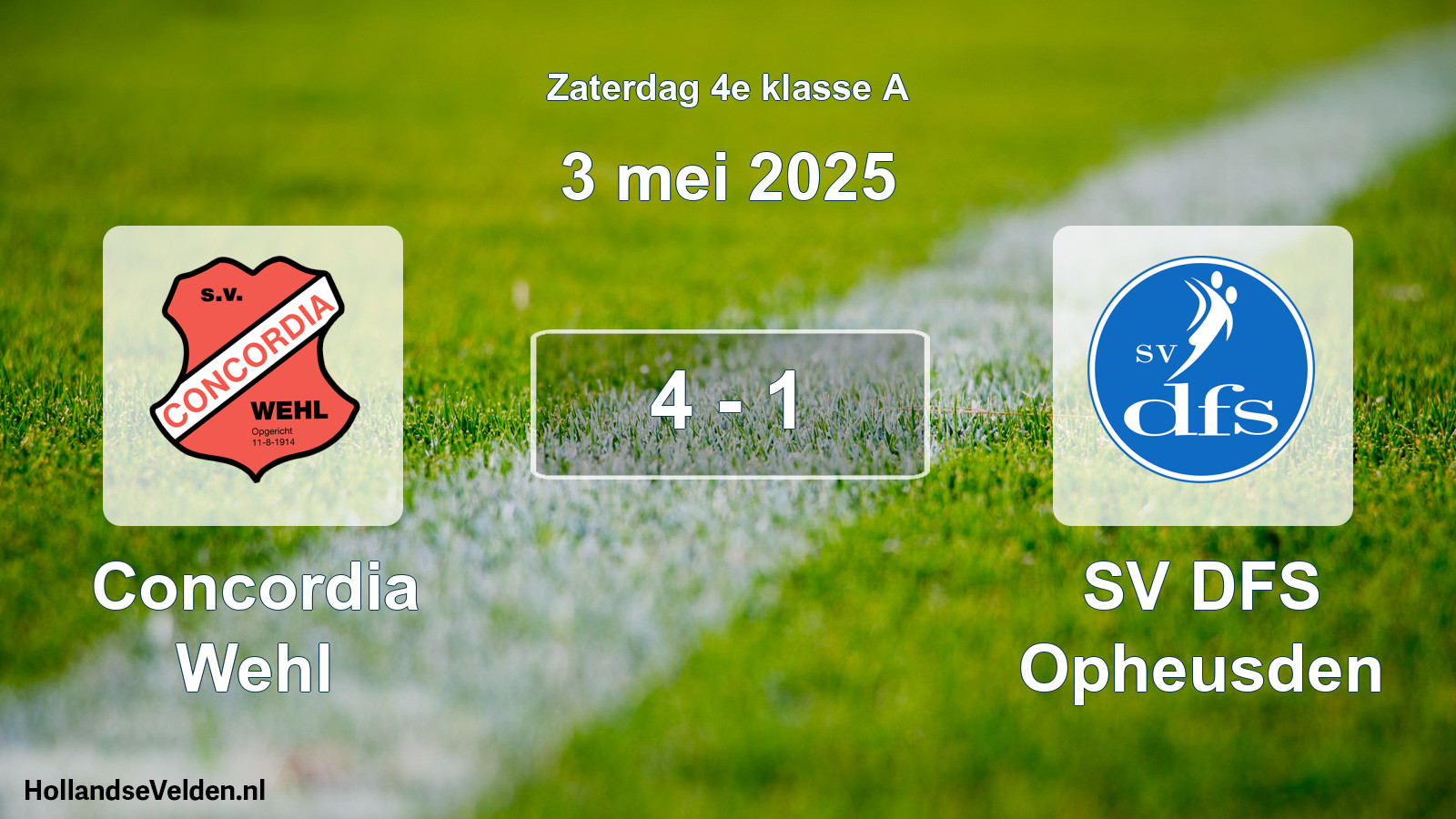 Total number of matches played: Concordia Wehl - SV DFS Opheusden 4 - 1 (3 May 2025)