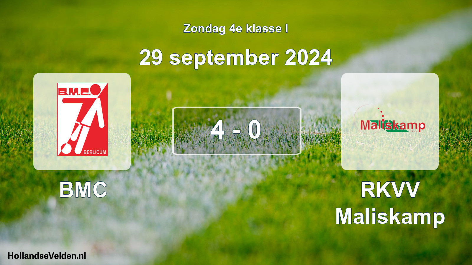 Total number of matches played: BMC - RKVV Maliskamp 4 - 0 (29 September 2024)