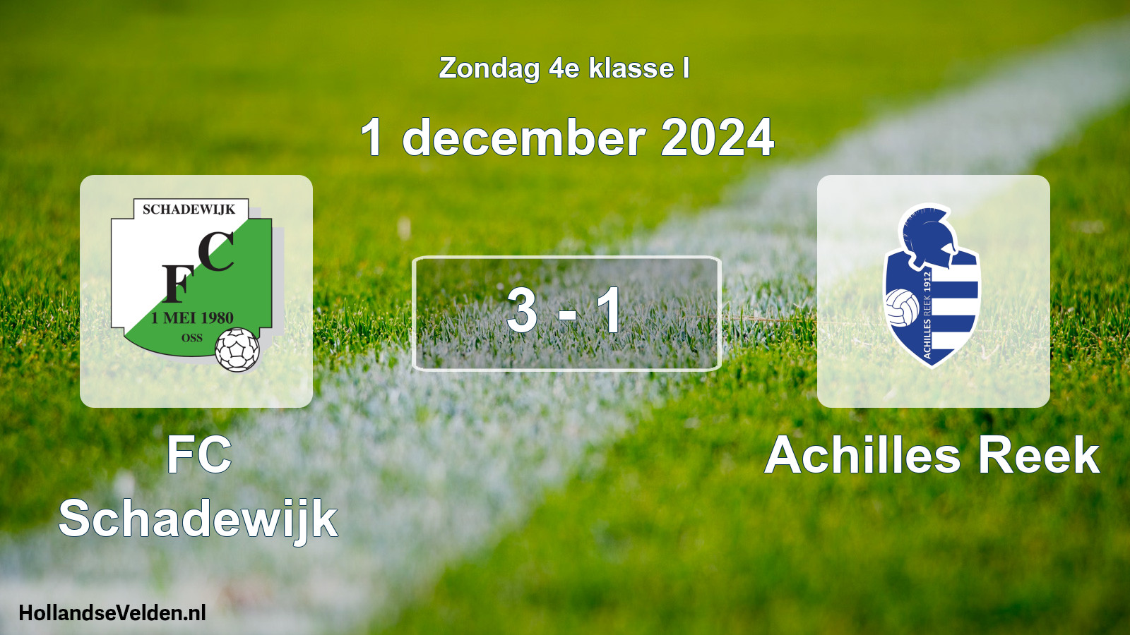 Total number of matches played: FC Schadewijk - Achilles Reek 3 - 1 (1 December 2024)