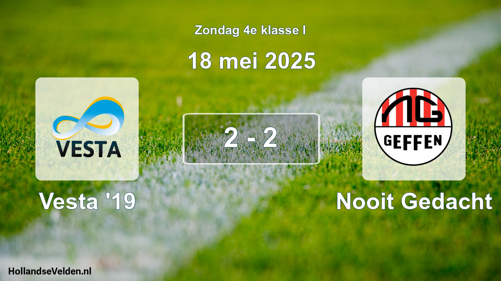 Total number of matches played: SSA Vesta '19 - Nooit Gedacht 2 - 2 (18 May 2025)