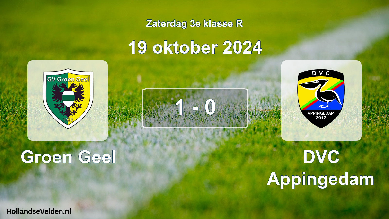 Total number of matches played: Groen Geel - DVC Appingedam 1 - 0 (19 October 2024)