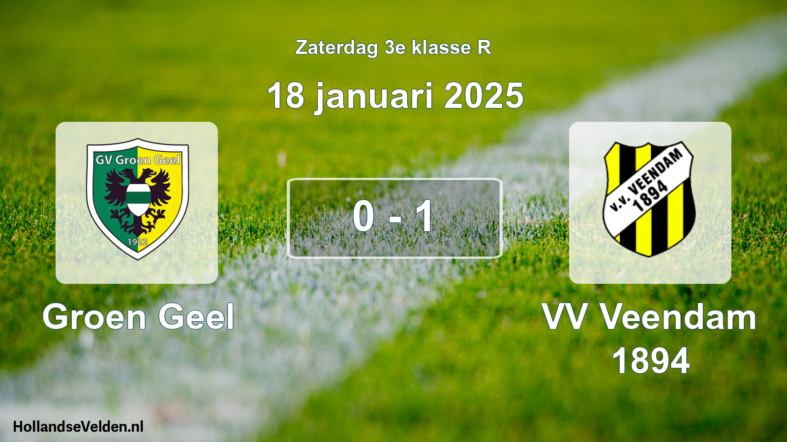 Total number of matches played: Groen Geel - VV Veendam 1894 0 - 1 (18 January 2025)