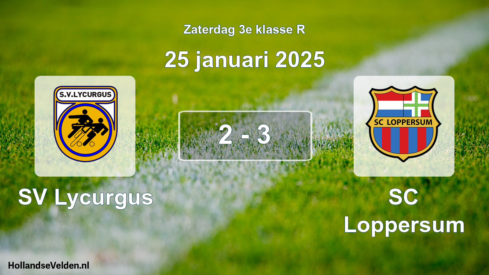 Total number of matches played: SV Lycurgus - SC Loppersum 2 - 3 (25 January 2025)