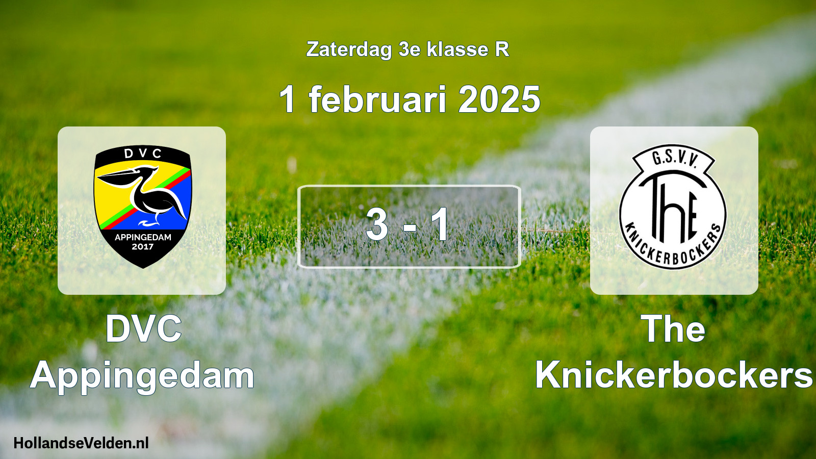 Total number of matches played: DVC Appingedam - The Knickerbockers 3 - 1 (1 February 2025)