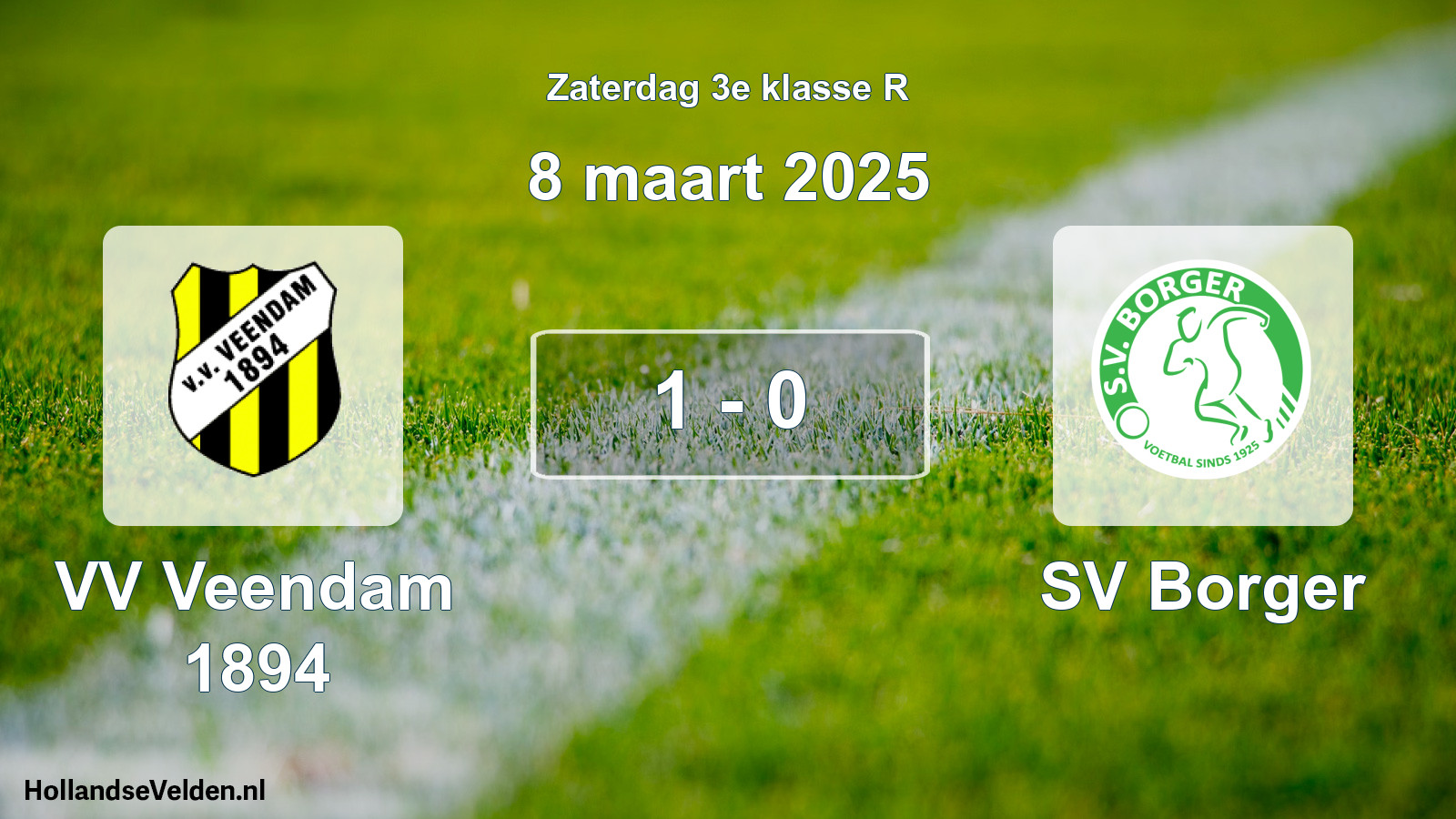 Total number of matches played: VV Veendam 1894 - SV Borger 1 - 0 (8 March 2025)