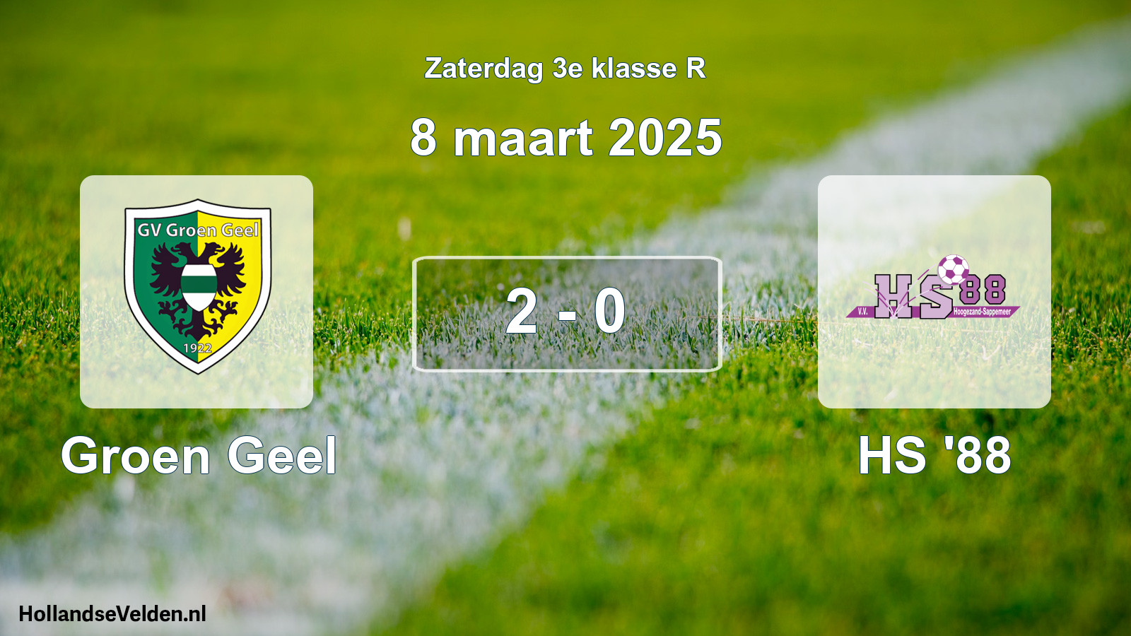 Total number of matches played: Groen Geel - HS '88 2 - 0 (8 March 2025)