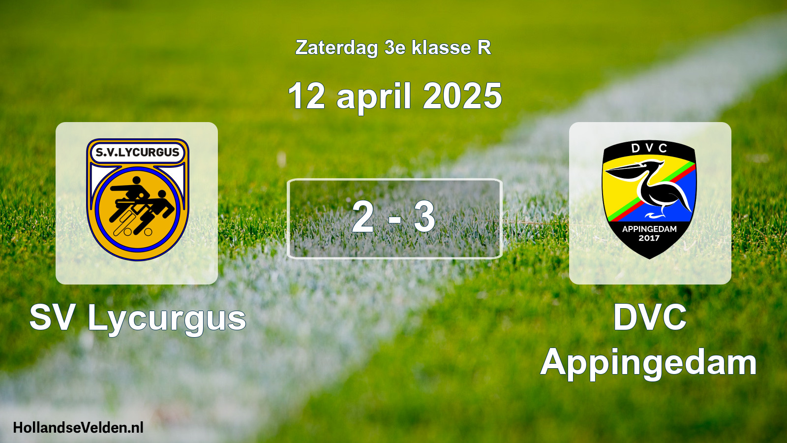 Total number of matches played: SV Lycurgus - DVC Appingedam 2 - 3 (12 April 2025)