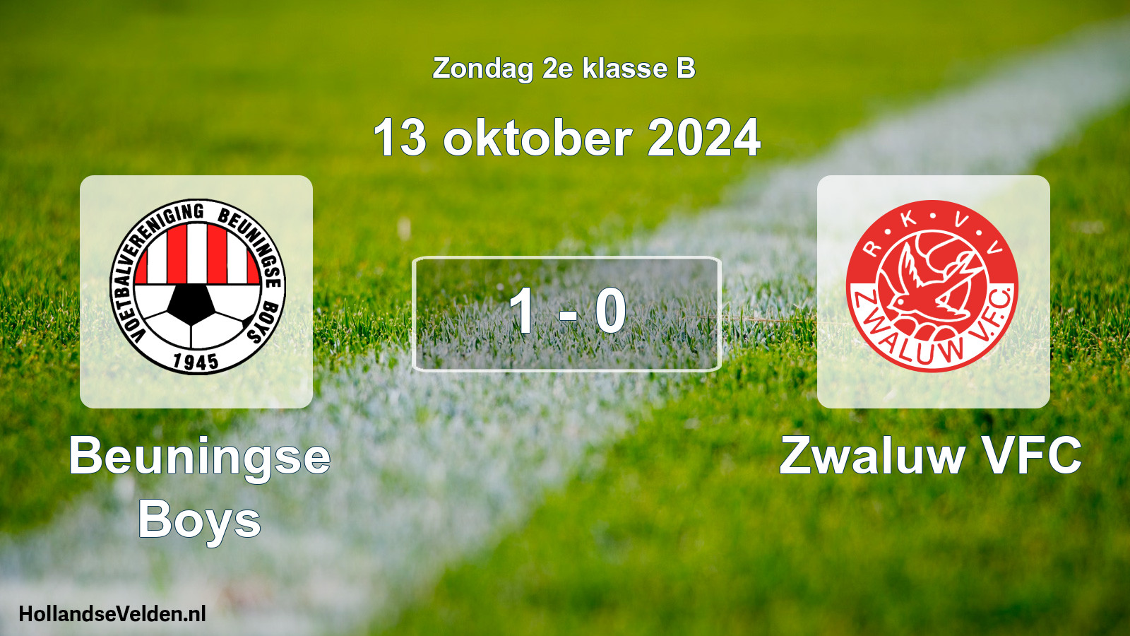 Total number of matches played: Beuningse Boys - Zwaluw VFC 1 - 0 (13 October 2024)