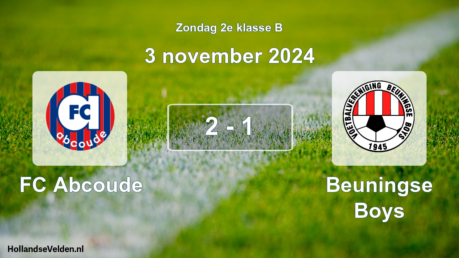 Total number of matches played: FC Abcoude - Beuningse Boys 2 - 1 (3 November 2024)