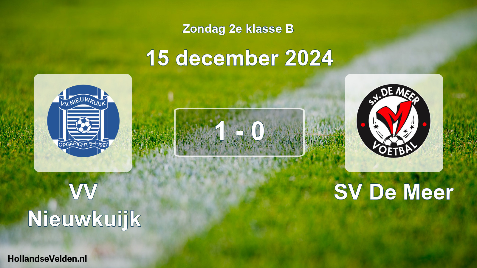 Gespeelde wedstrijd: VV Nieuwkuijk - SV De Meer 1 - 0 (15 december 2024)