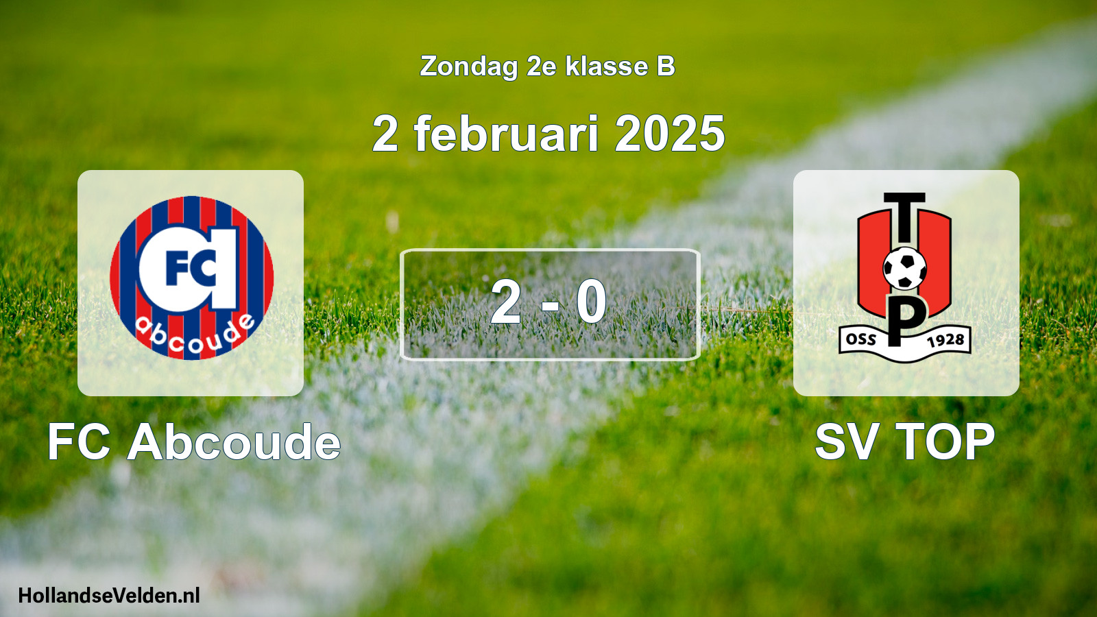 Total number of matches played: FC Abcoude - SV TOP 2 - 0 (2 February 2025)