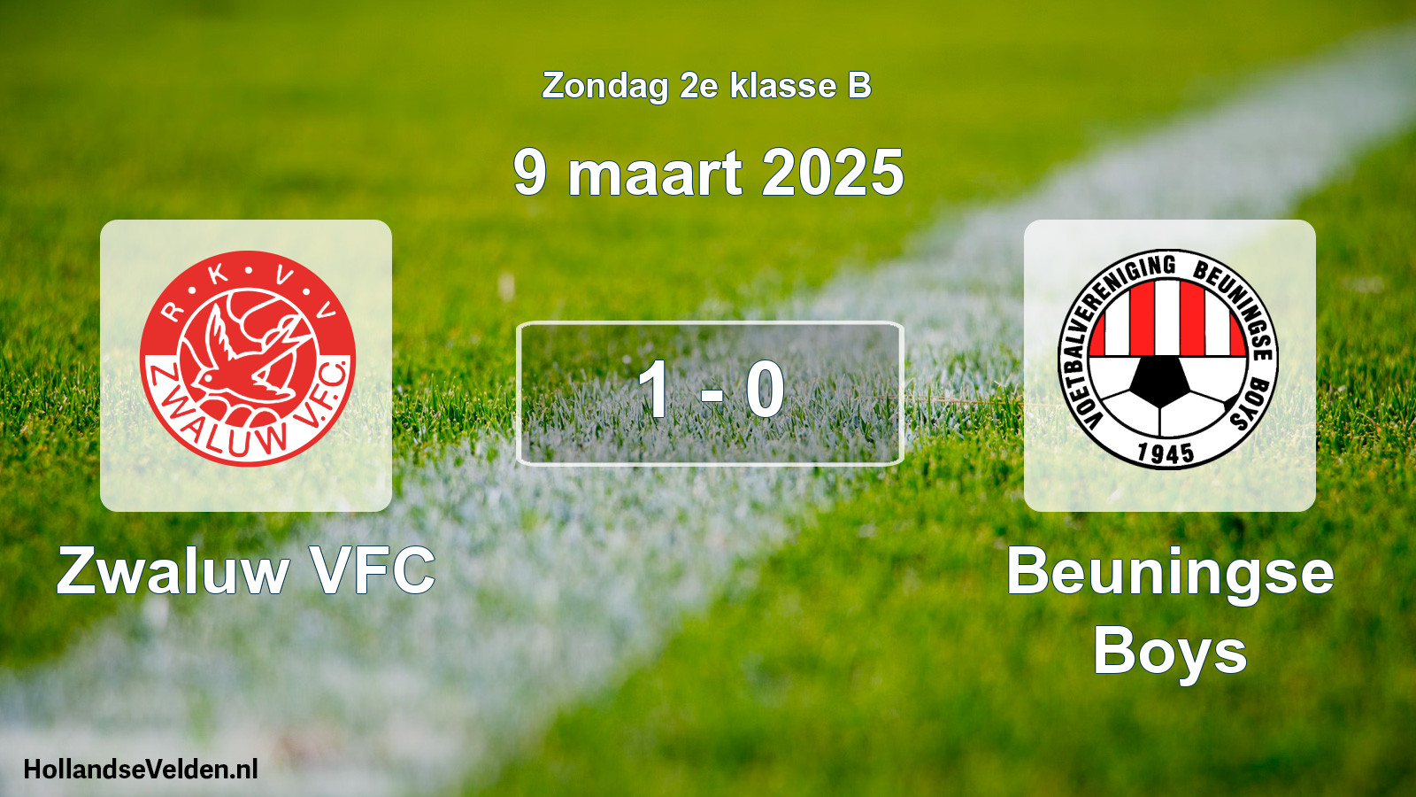 Total number of matches played: Zwaluw VFC - Beuningse Boys 1 - 0 (9 March 2025)