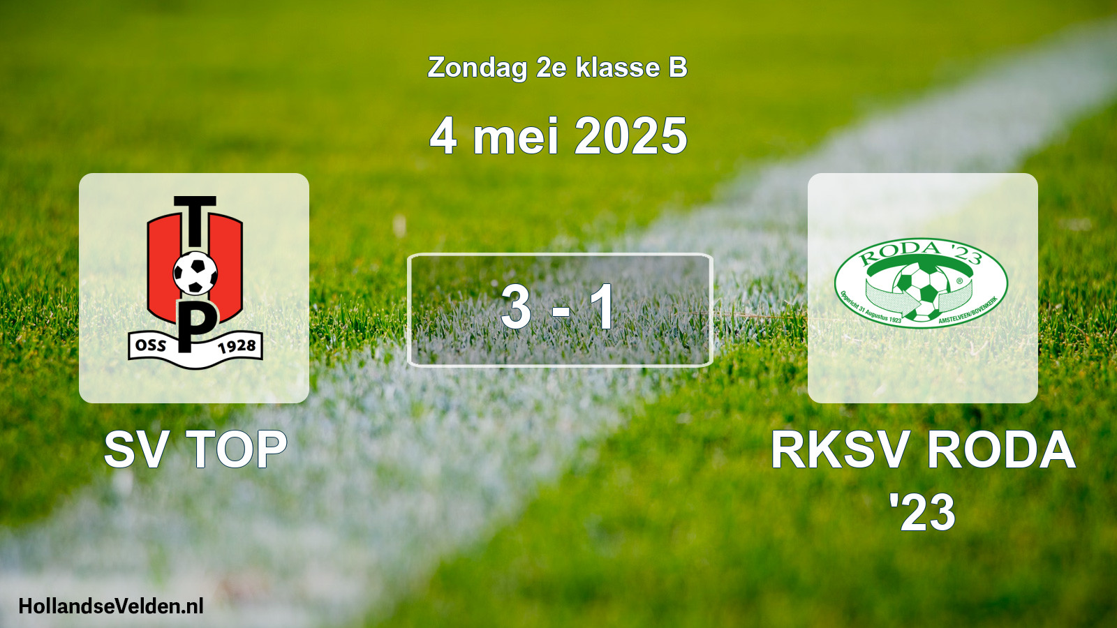 Total number of matches played: SV TOP - RKSV RODA '23 3 - 1 (4 May 2025)