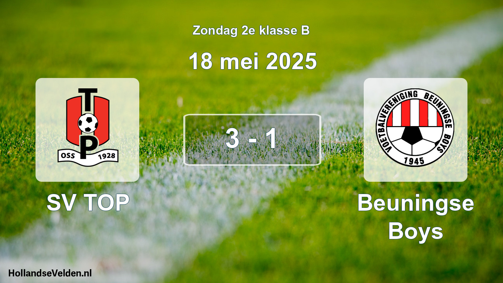 Total number of matches played: SV TOP - Beuningse Boys 3 - 1 (18 May 2025)
