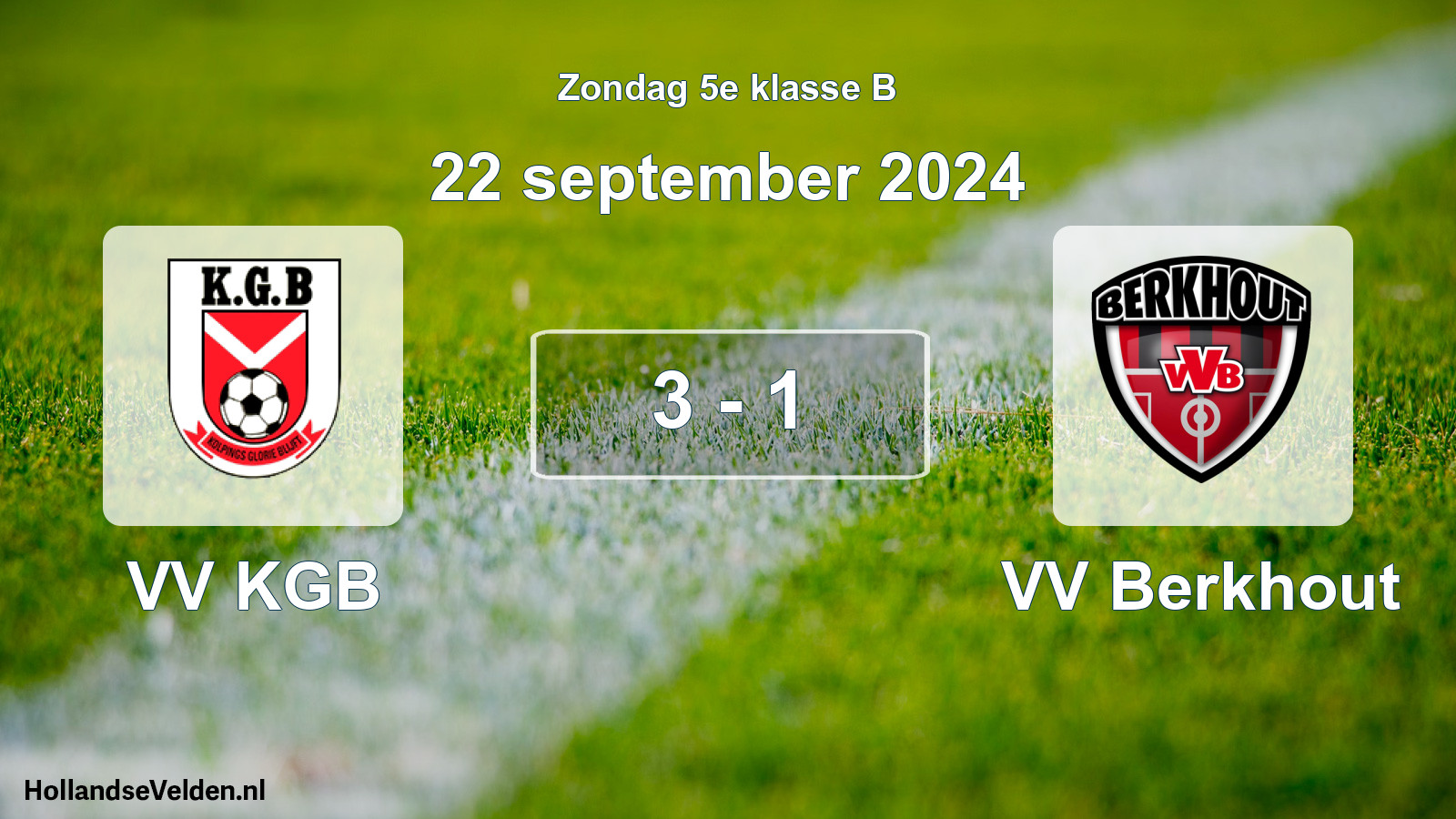 Total number of matches played: VV KGB - VV Berkhout 3 - 1 (22 September 2024)