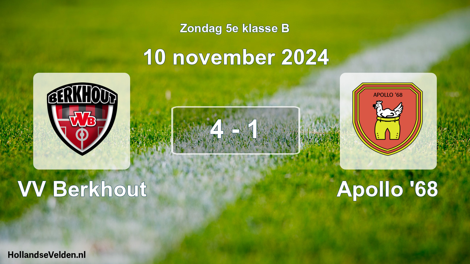 Total number of matches played: VV Berkhout - Apollo '68 4 - 1 (10 November 2024)