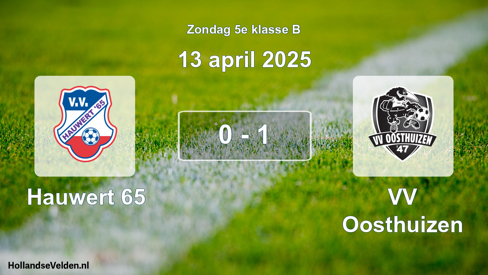 Total number of matches played: Hauwert 65 - VV Oosthuizen 0 - 1 (13 April 2025)