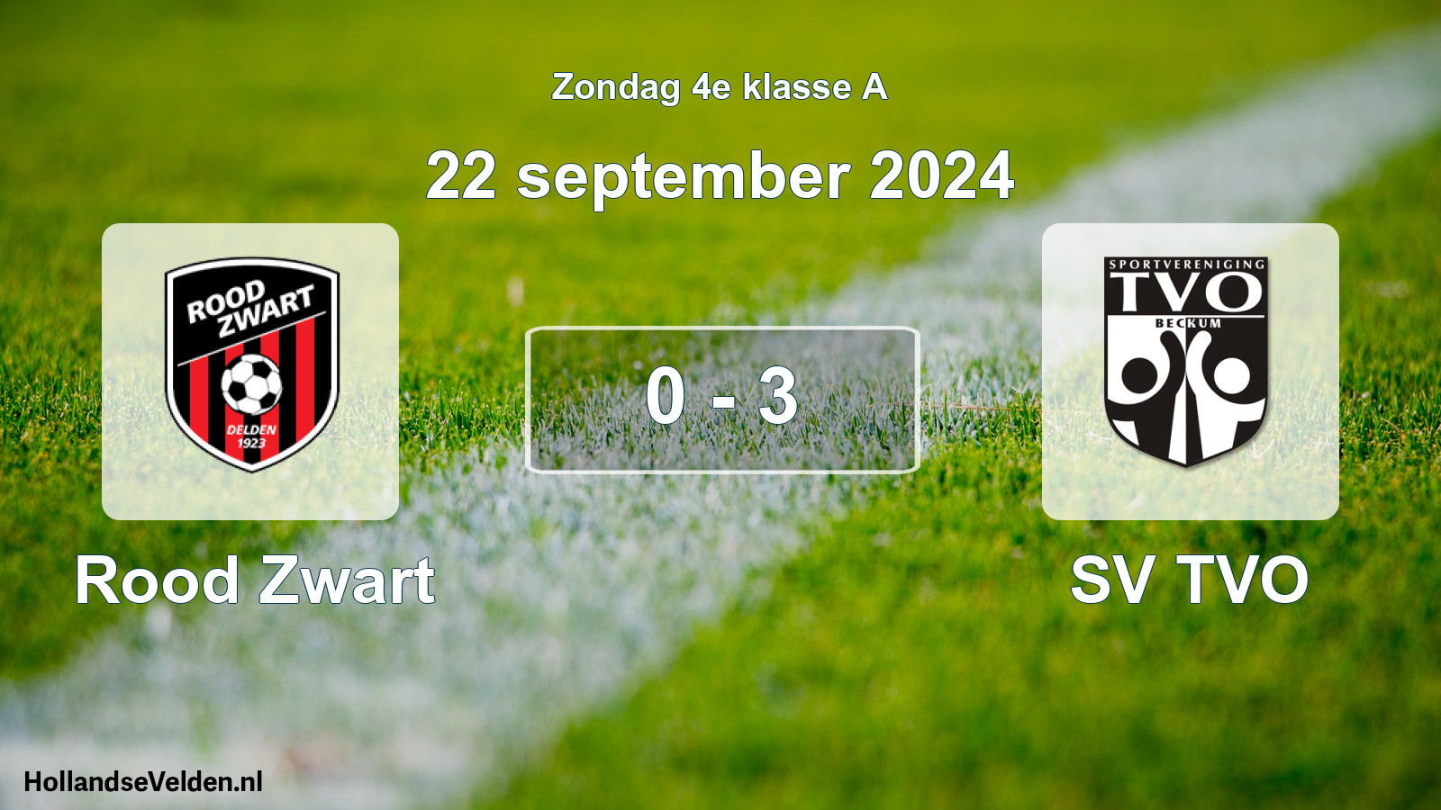 Total number of matches played: Rood Zwart - SV TVO 0 - 3 (22 September 2024)