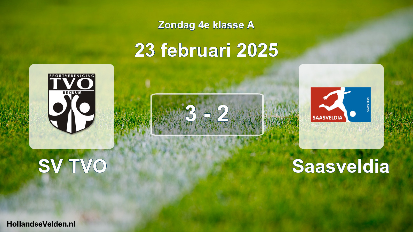 Total number of matches played: SV TVO - Saasveldia 3 - 2 (23 February 2025)