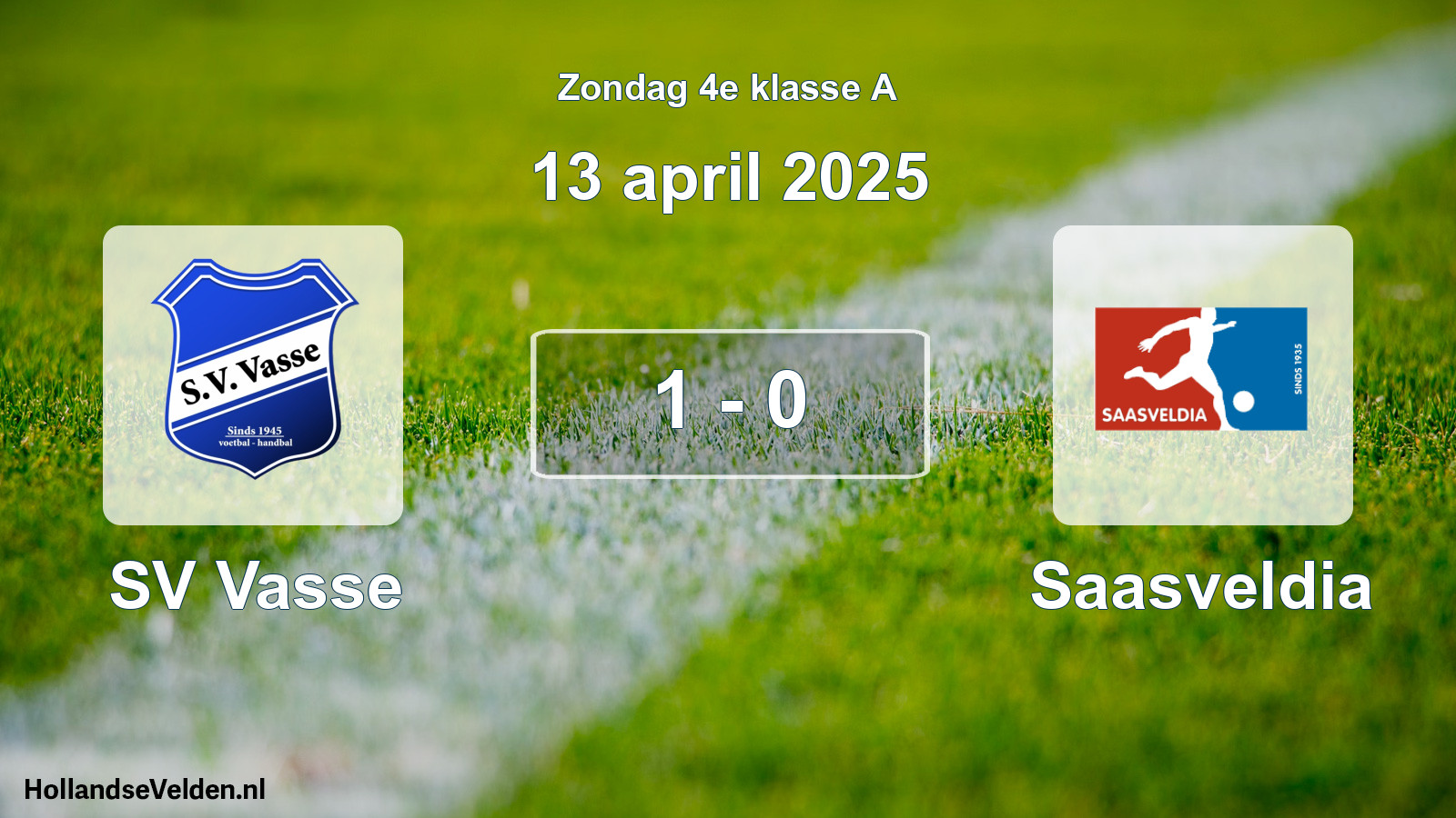 Total number of matches played: SV Vasse - Saasveldia 1 - 0 (13 April 2025)