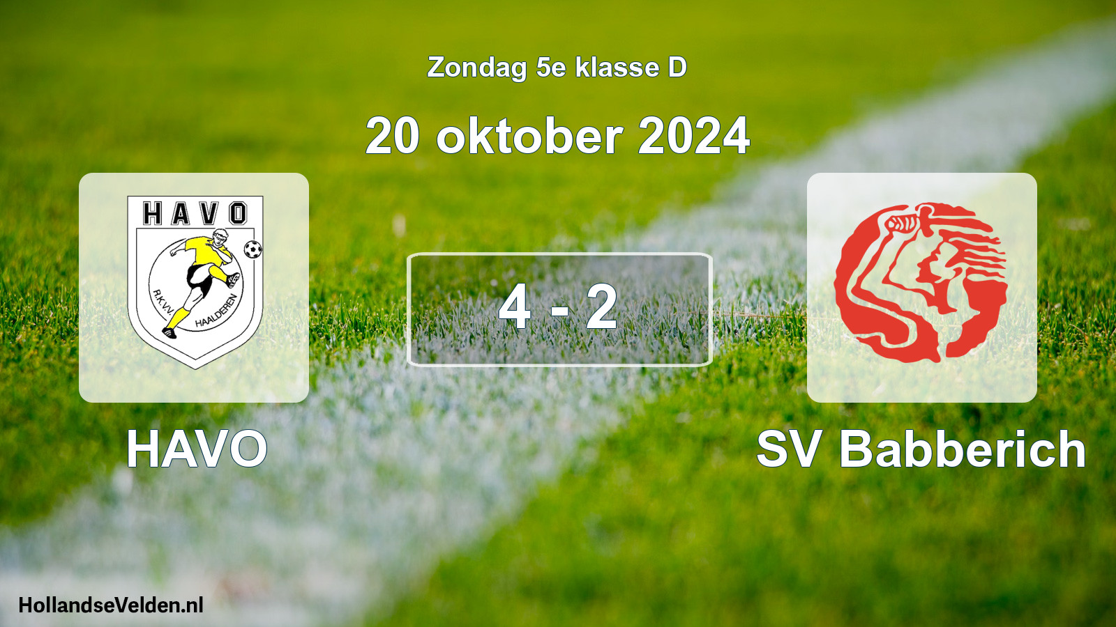 Total number of matches played: HAVO - SV Babberich 4 - 2 (20 October 2024)