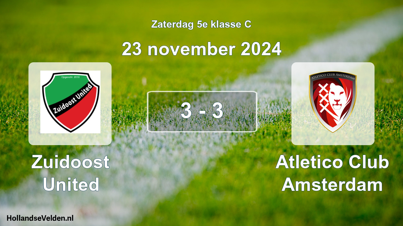 Total number of matches played: Zuidoost United - Atletico Club Amsterdam 3 - 3 (23 November 2024)