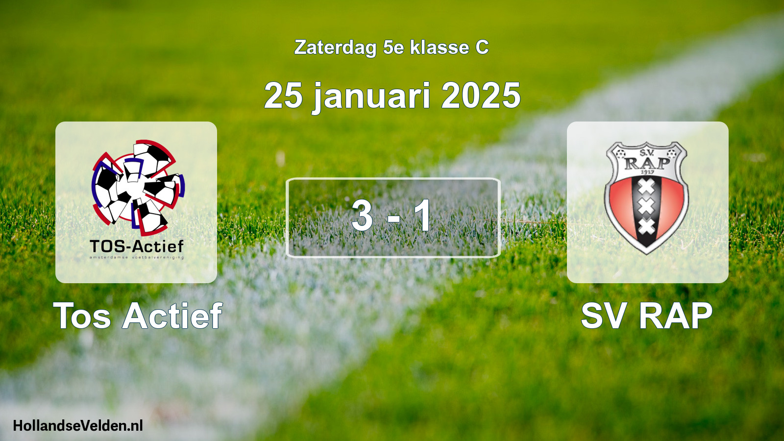 Total number of matches played: Tos Actief - SV RAP 3 - 1 (25 January 2025)