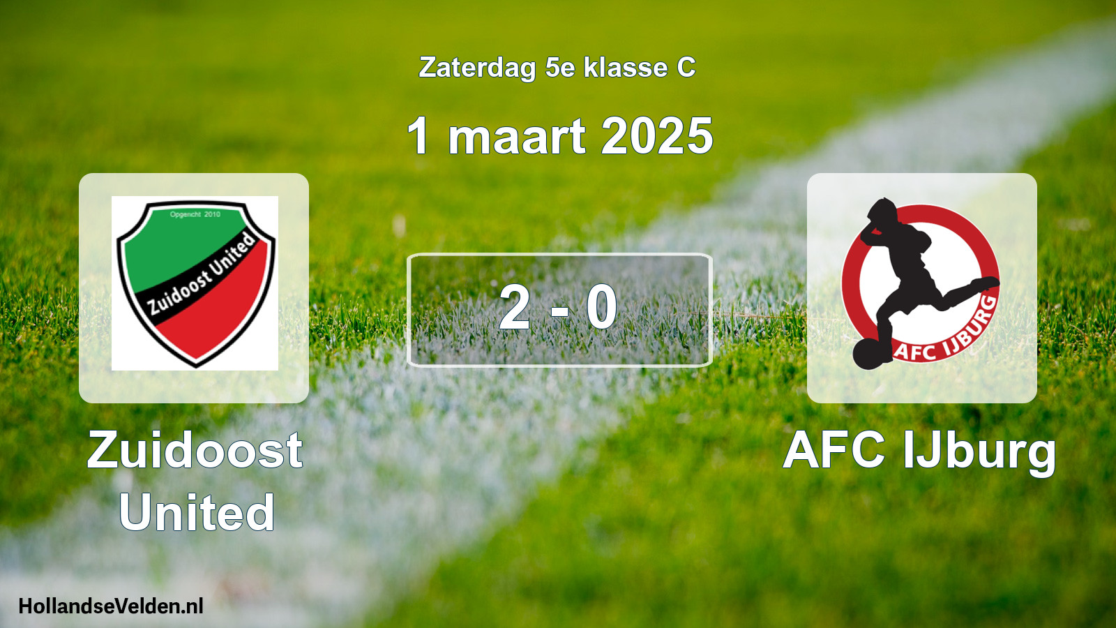 Total number of matches played: Zuidoost United - AFC IJburg 2 - 0 (1 March 2025)
