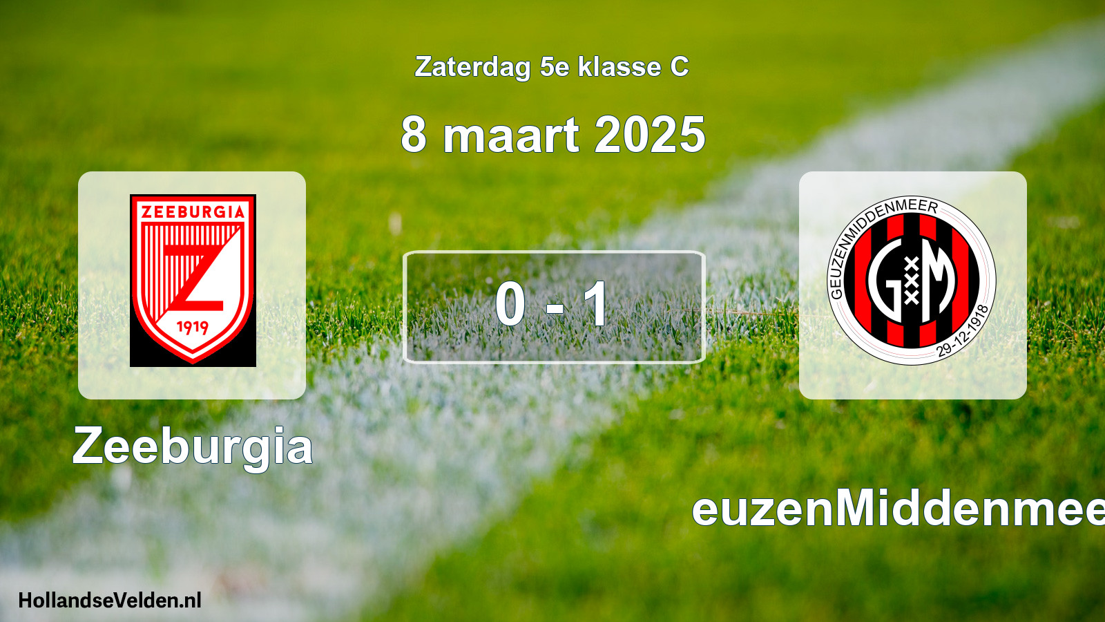Total number of matches played: Zeeburgia - GeuzenMiddenmeer 0 - 1 (8 March 2025)