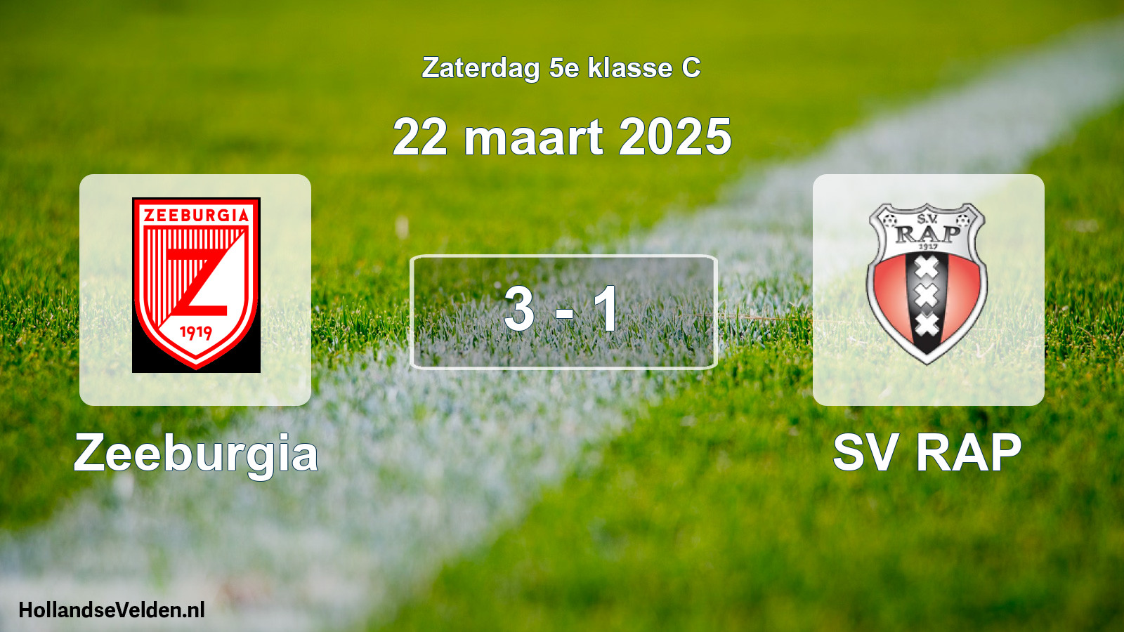 Total number of matches played: Zeeburgia - SV RAP 3 - 1 (22 March 2025)