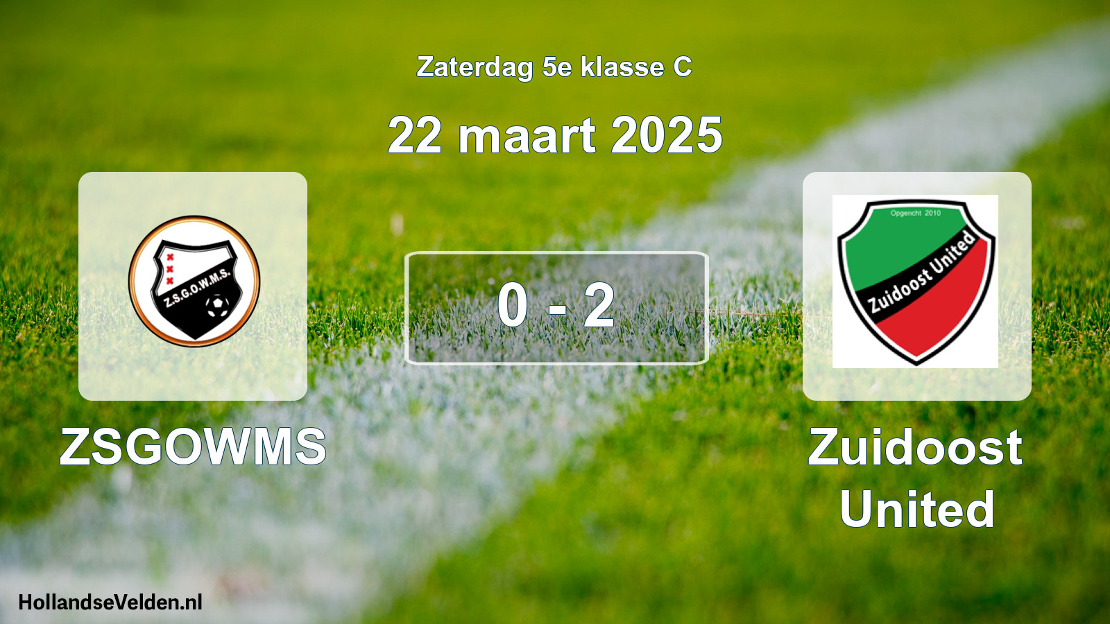 Total number of matches played: ZSGOWMS - Zuidoost United 0 - 2 (22 March 2025)