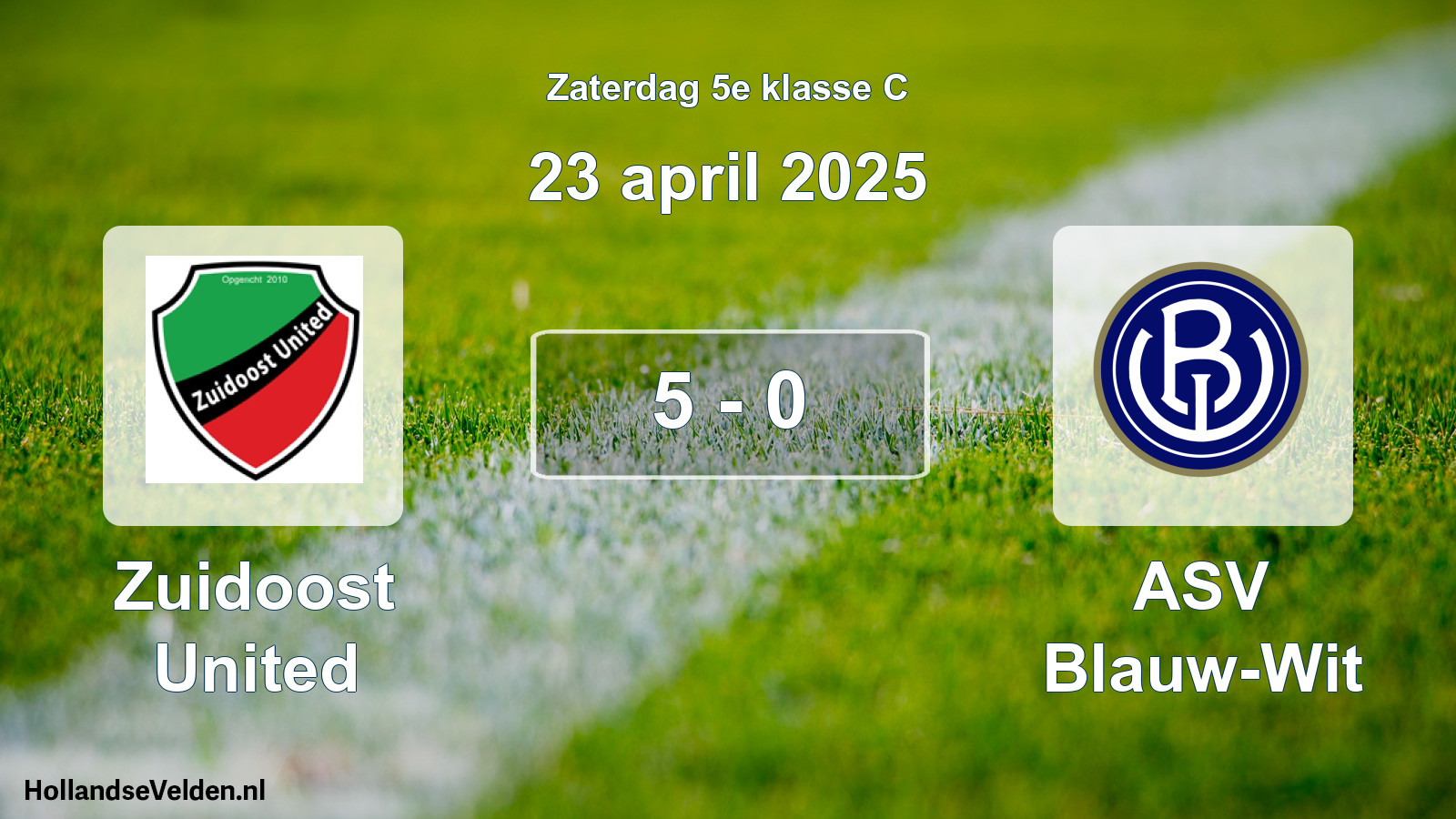 Total number of matches played: Zuidoost United - ASV Blauw-Wit 5 - 0 (23 April 2025)