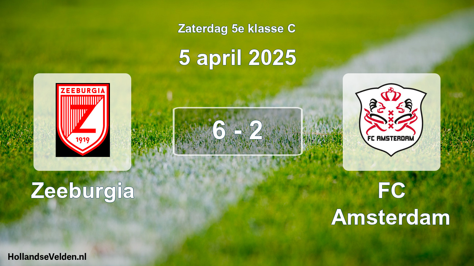 Total number of matches played: Zeeburgia - FC Amsterdam 6 - 2 (5 April 2025)