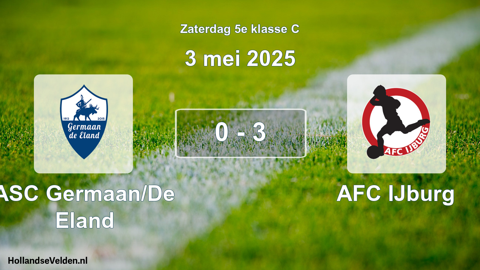 Total number of matches played: ASC Germaan/De Eland - AFC IJburg 0 - 3 (3 May 2025)