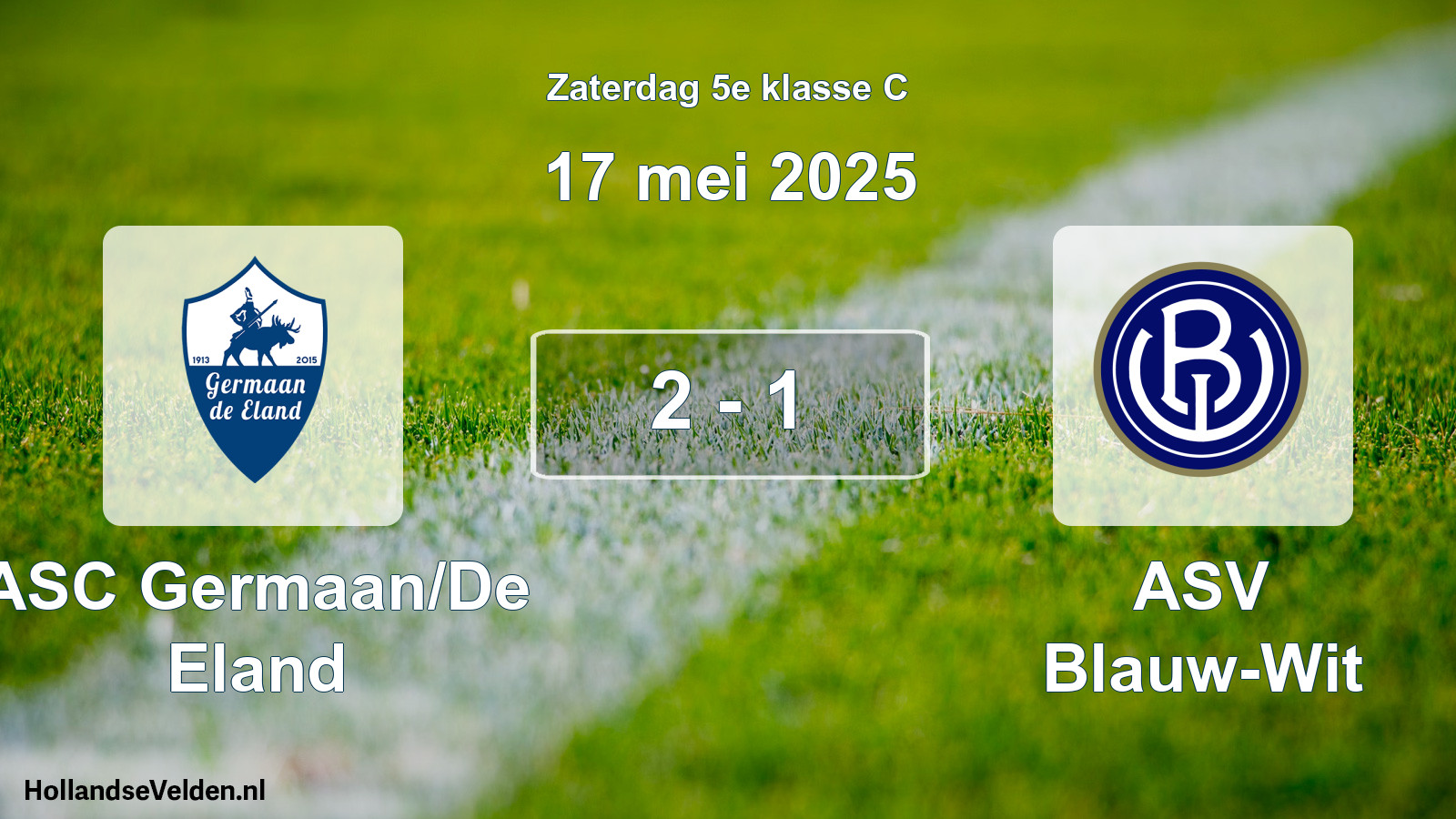 Total number of matches played: ASC Germaan/De Eland - ASV Blauw-Wit 2 - 1 (17 May 2025)
