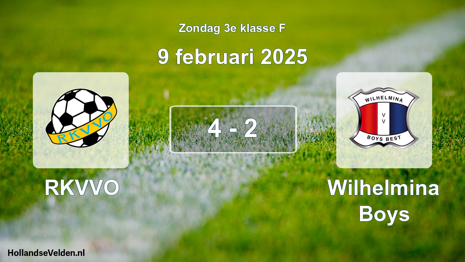 Total number of matches played: RKVVO - Wilhelmina Boys 4 - 2 (9 February 2025)