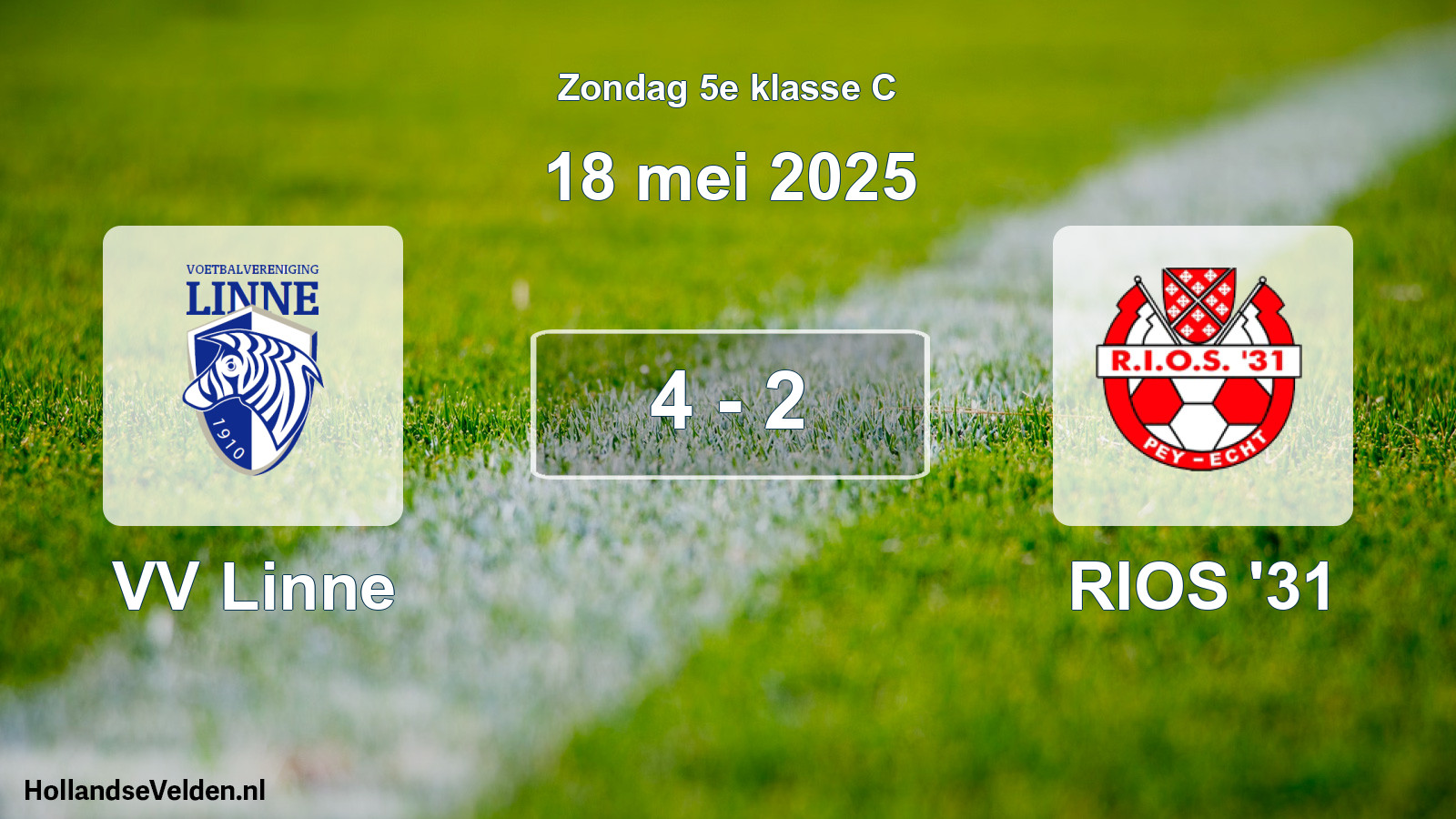 Total number of matches played: VV Linne - RIOS '31 4 - 2 (18 May 2025)