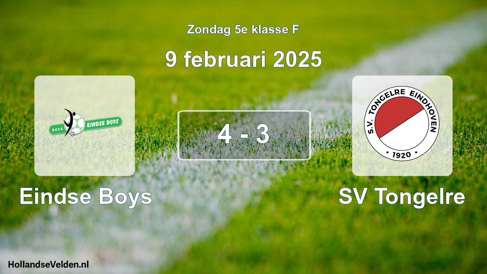Total number of matches played: Eindse Boys - SV Tongelre 4 - 3 (9 February 2025)