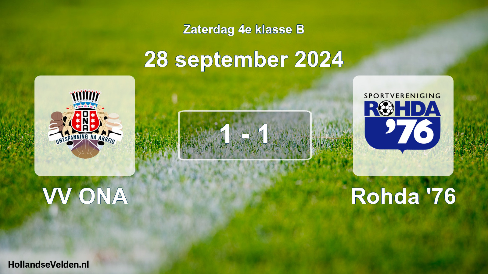 Total number of matches played: VV ONA - Rohda '76 1 - 1 (28 September 2024)